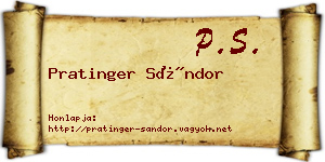 Pratinger Sándor névjegykártya